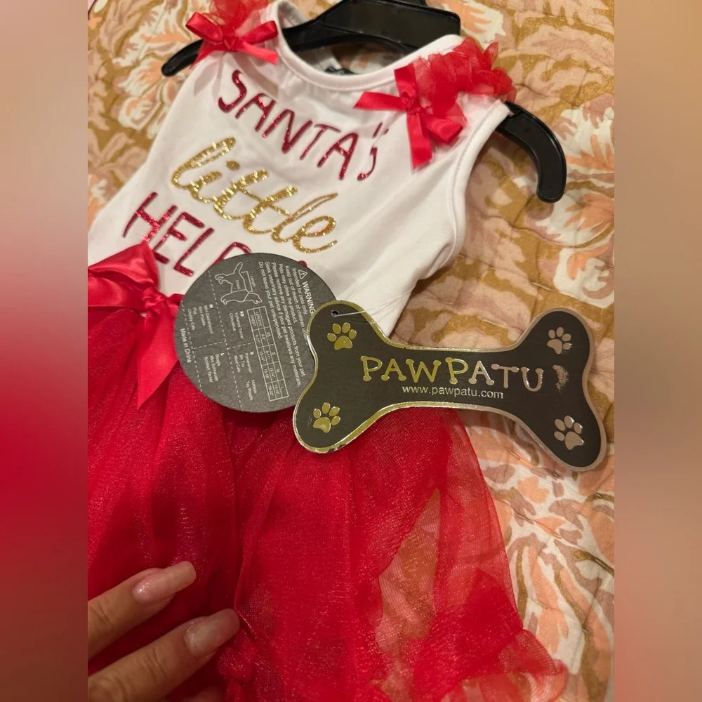 NWT “PAWPATU” ”Santa's Little Helper” Red Dress Sz M